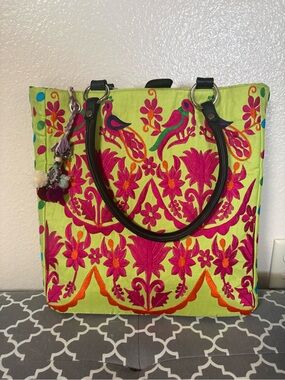 Clever Carriage Embroidered Tote